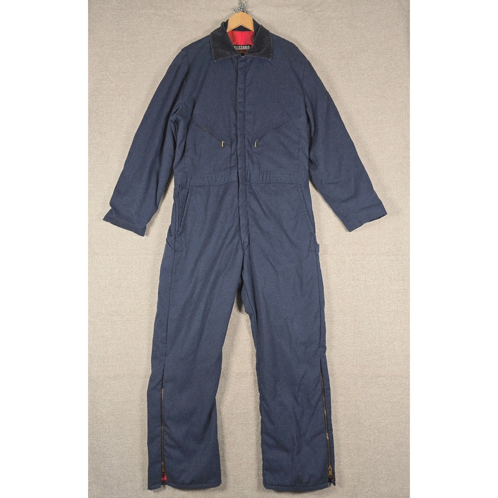 Walls Blizzard Pruf Mens Large Regular Navy Blue Insulated Work Coveralls W2487A